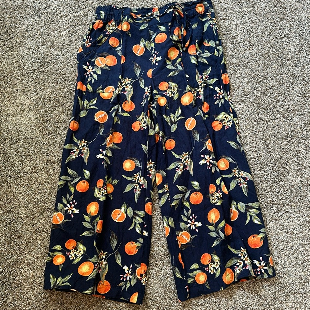 🍊 LOFT Orange Harvest Wide Leg Linen Pants.